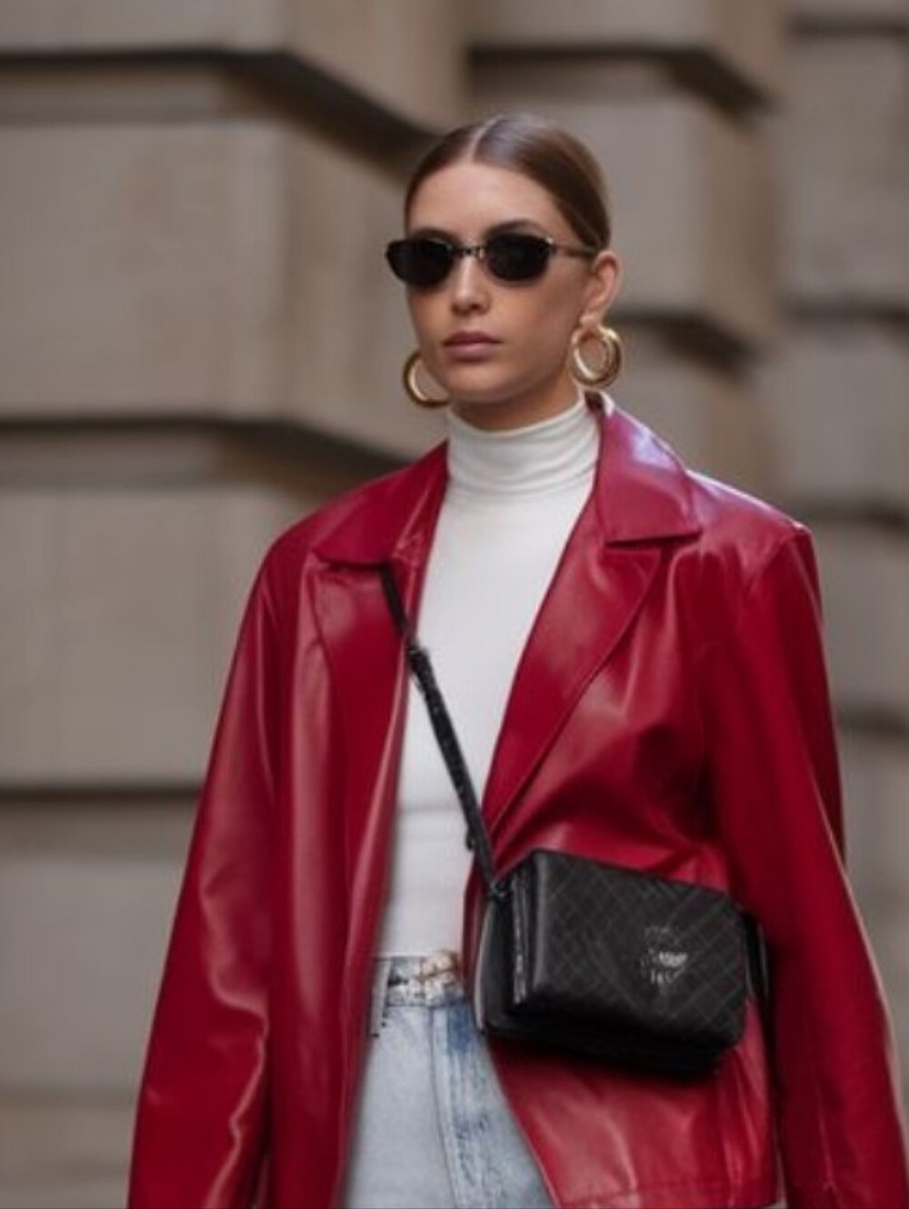 Tanners Avenue Women's Red Leather Blazer Jacket